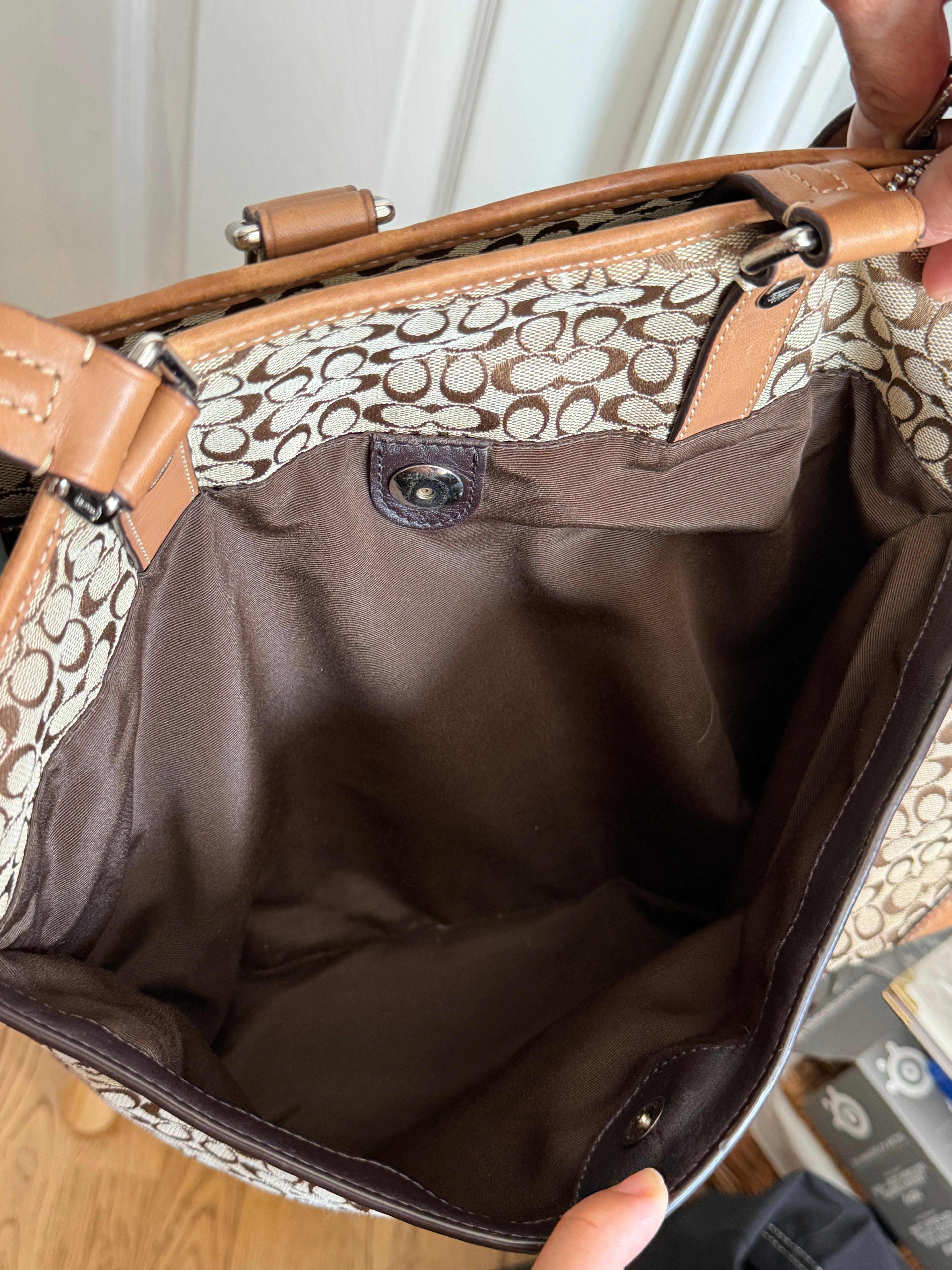 Coach signature canvas baby bag tote