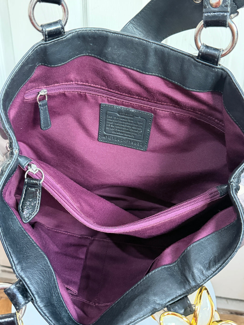 Coach satin tote