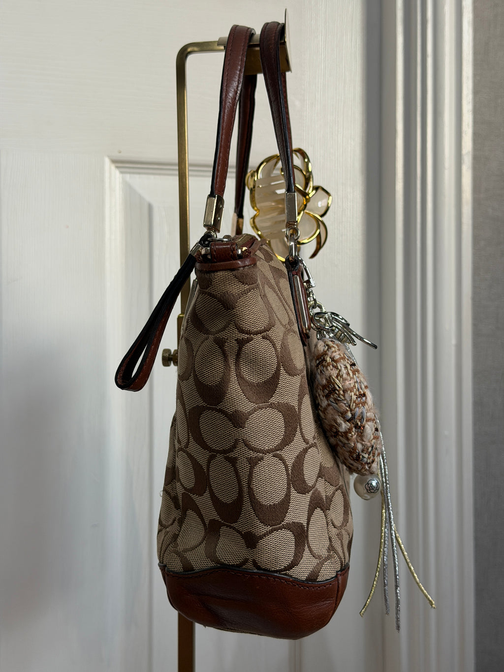 Coach small Kelsey satchel in signature canvas
